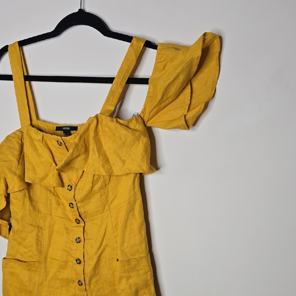 Forever 21 Yellow Ruffle Button-Front Mini Dress - Picture 5 of 8